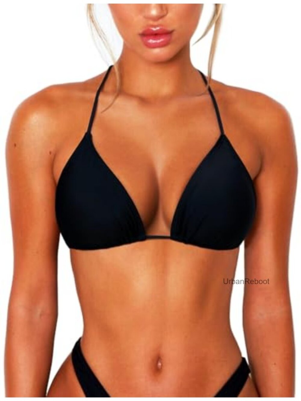 Women's Sexy Halter Triangle Bikini Top with Removable Pads Swimsuit